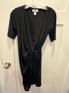 Motherhood Maternity Black Wrap Dress Womens Small Stretch Tie Waist